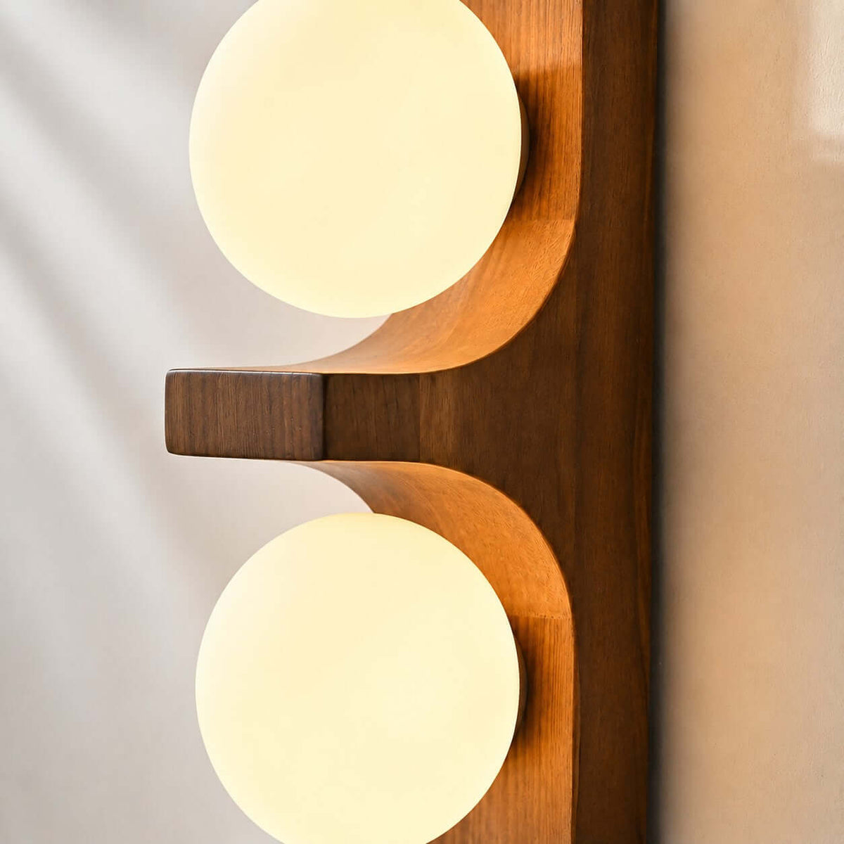 Wood Double Globe Wall Light