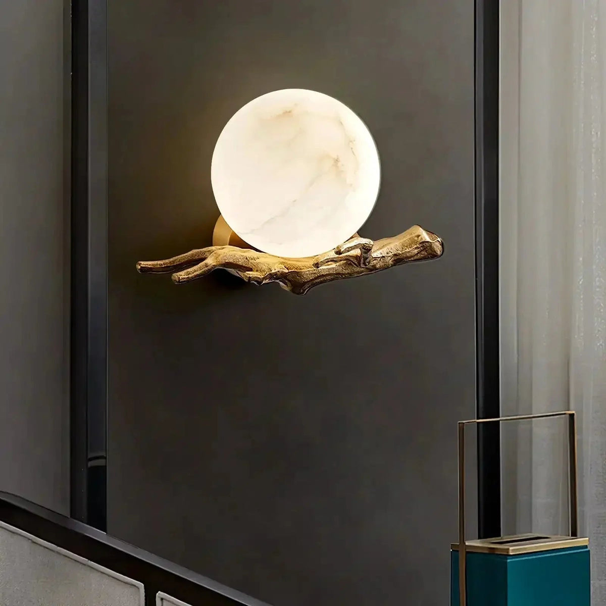 Brass Branch Alabaster Wall Light