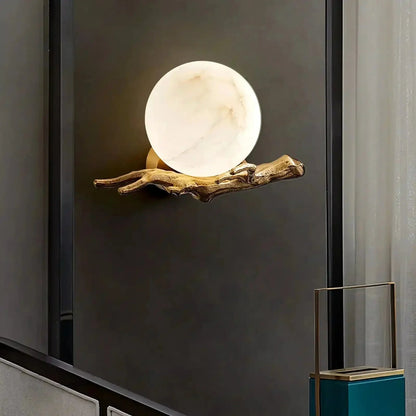 Brass Branch Alabaster Wall Light