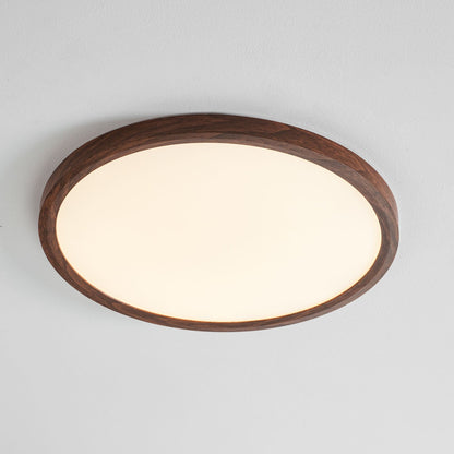 Slim Walnut Flush Ceiling Light