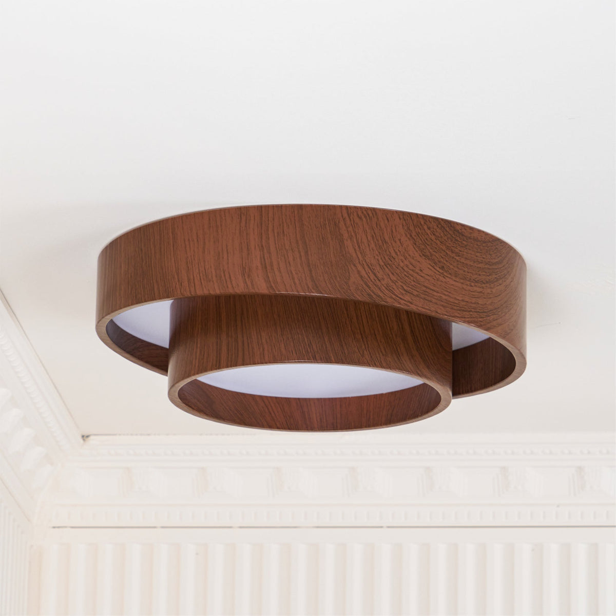 Walnut Spiral Ring Ceiling Light