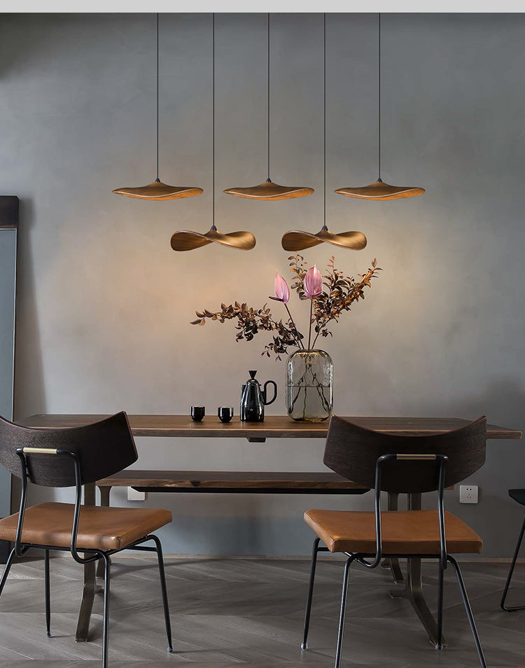 Wavy Wood Leaf Pendant Light
