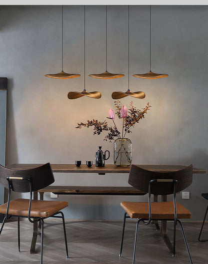 Wavy Wood Leaf Pendant Light