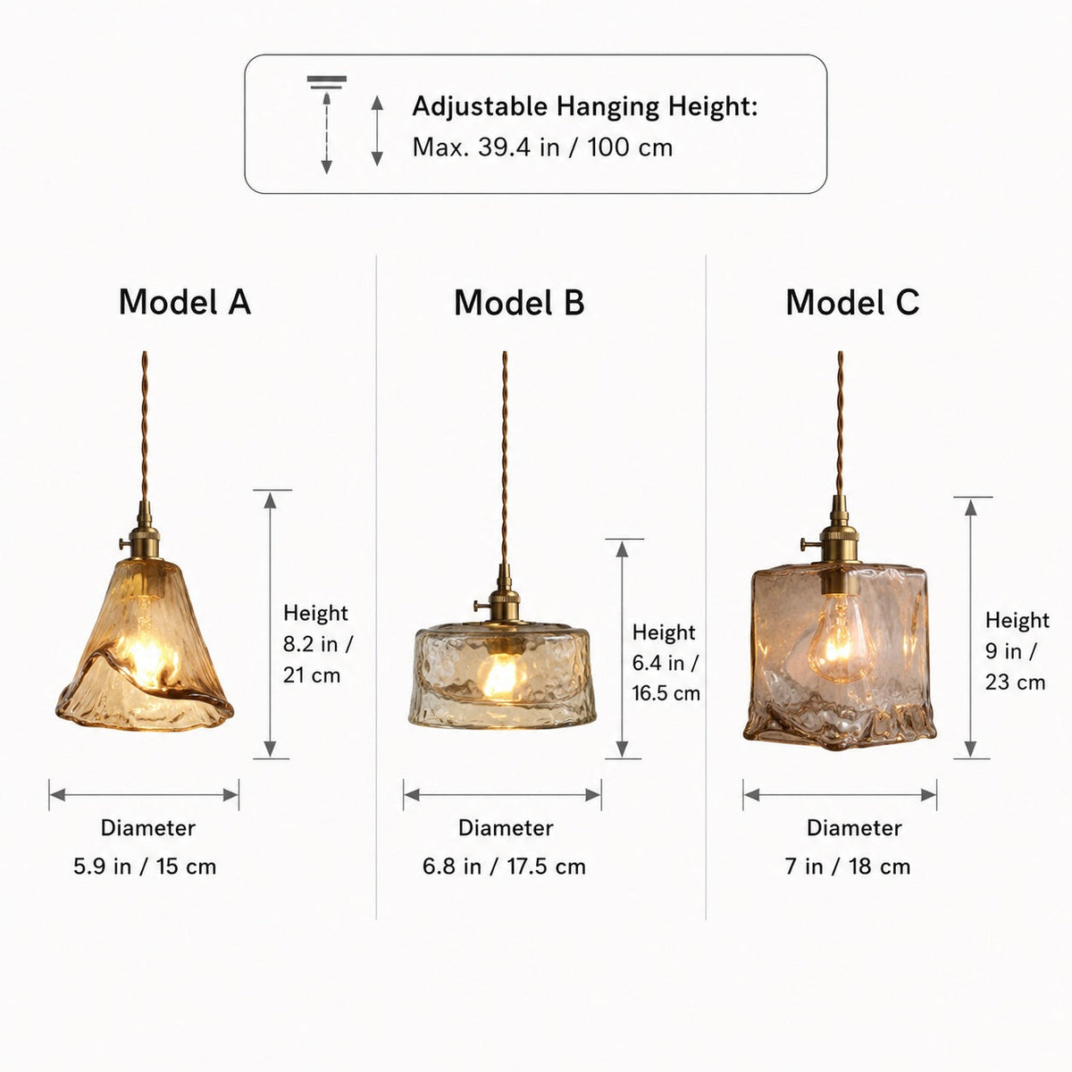 Vintage Brass Amber Pendant Light