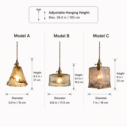 Vintage Brass Amber Pendant Light