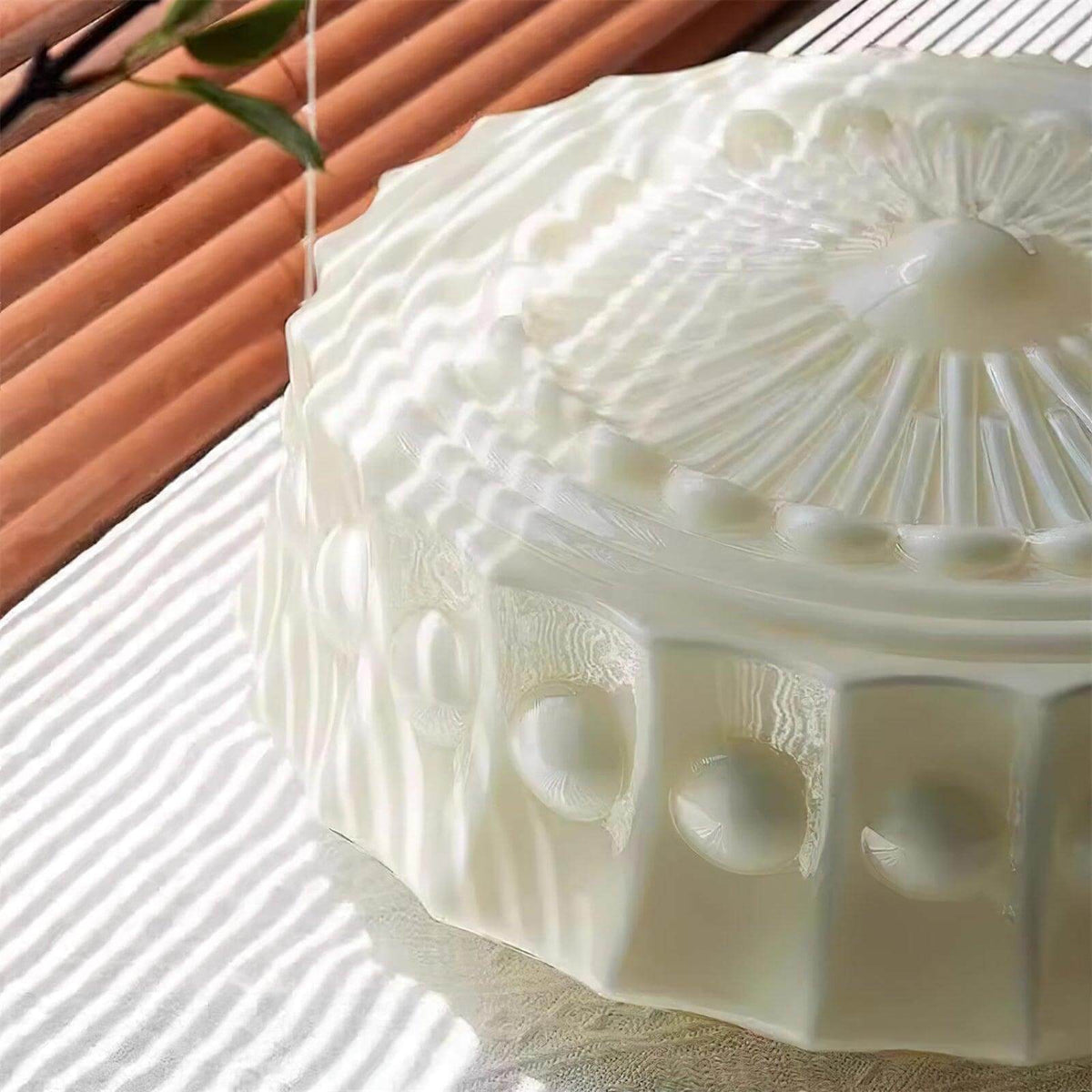 Scalloped Milk Glass Ceiling Light