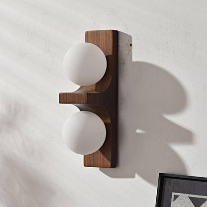 Wood Double Globe Wall Light