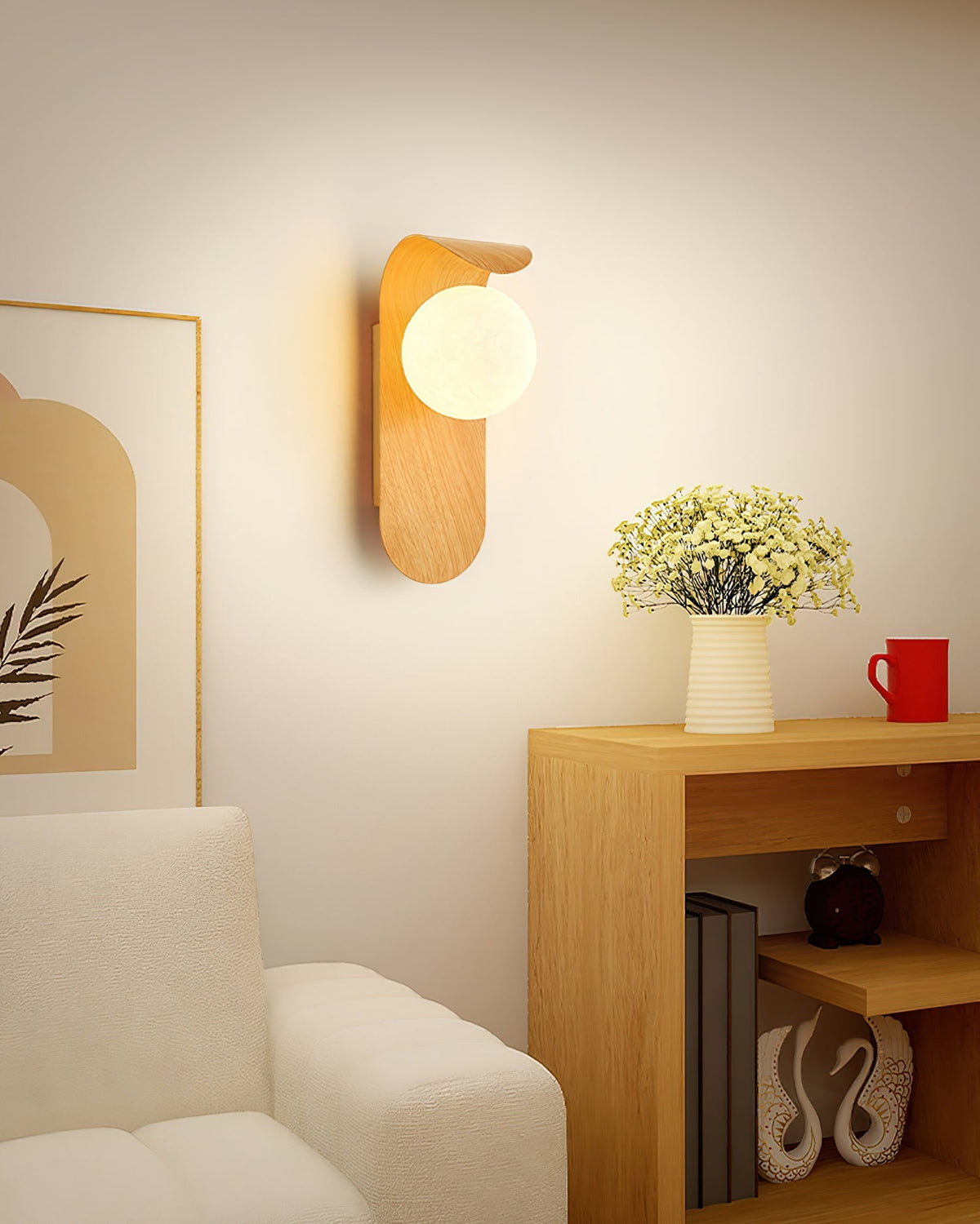 Velmara Minimalist Wood Globe Wall Light