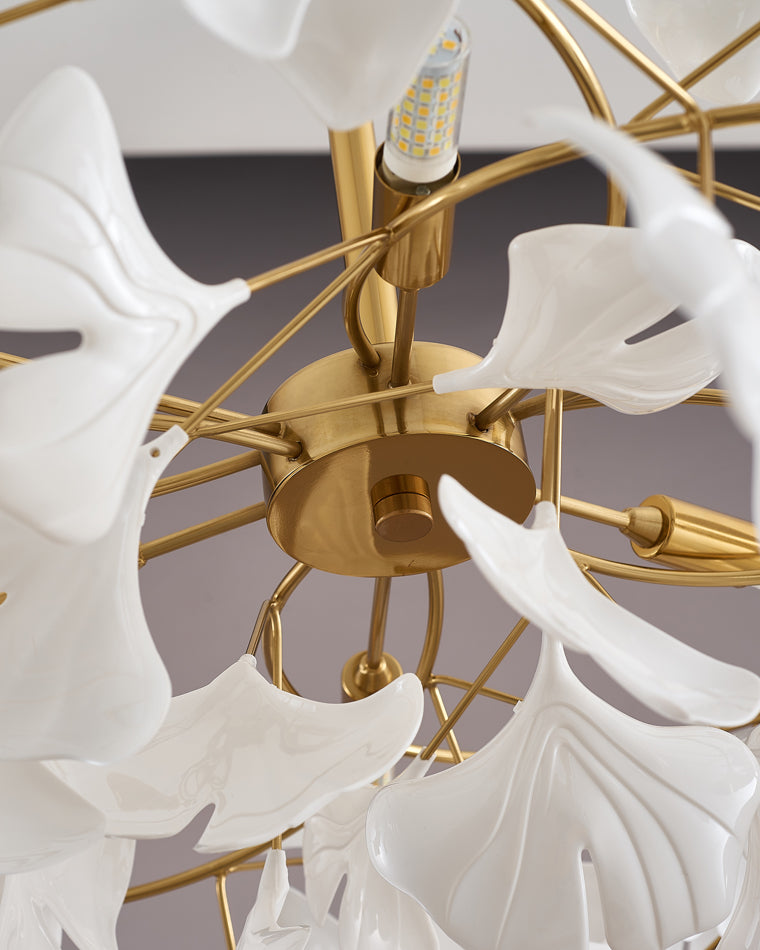 Ceramic Petal Brass Chandelier