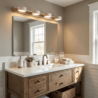 Travertine Wood Vanity Wall Light