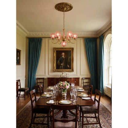 Scrolled Brass Globe Chandelier