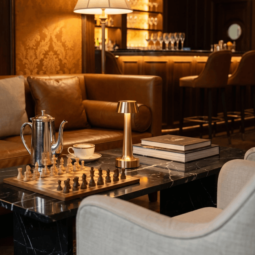 Conical Brass Cordless Table Lamp