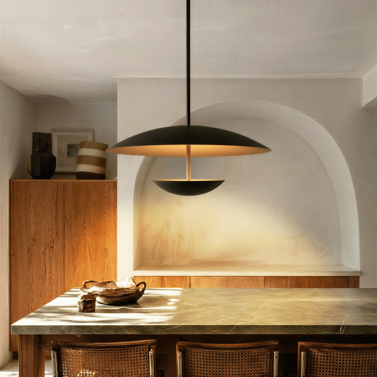 Wide Disc Metal Pendant Light