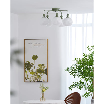 Ribbed Opal Glass Semi-Flush