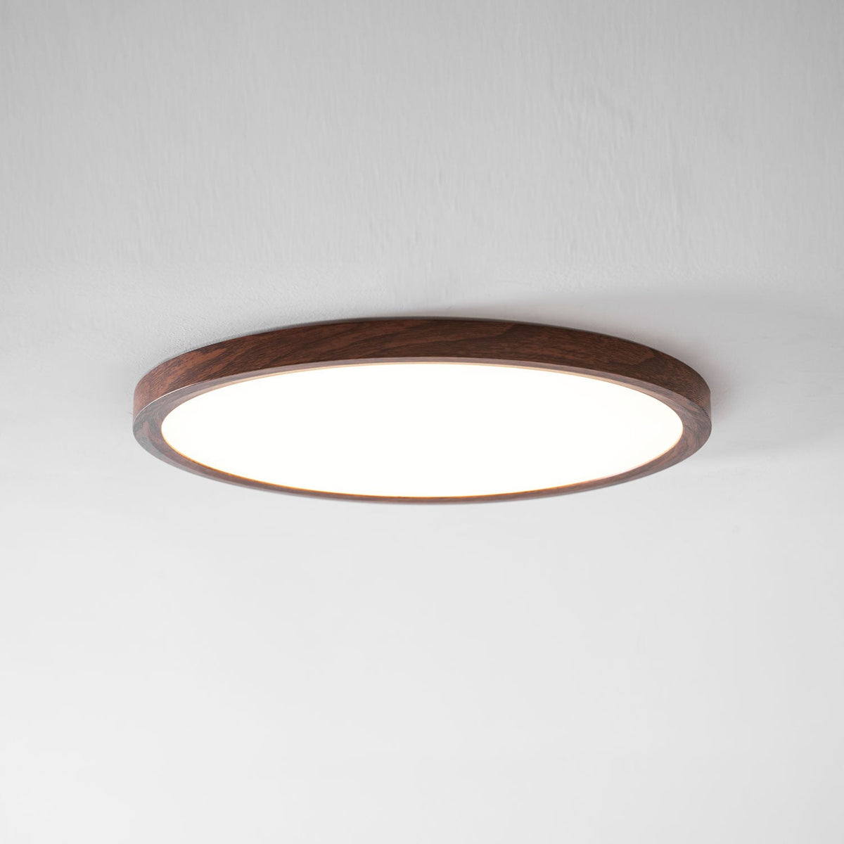Slim Walnut Flush Ceiling Light