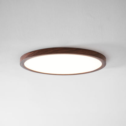 Slim Walnut Flush Ceiling Light