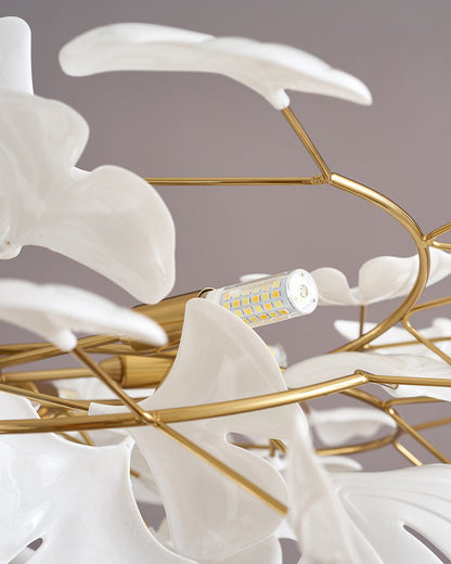 Ceramic Petal Brass Chandelier