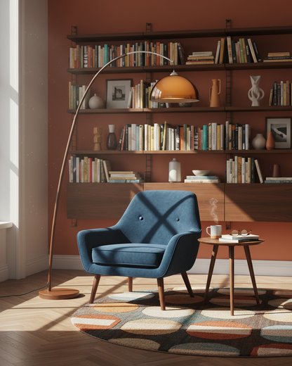 Arched Walnut Dome Floor Lamp