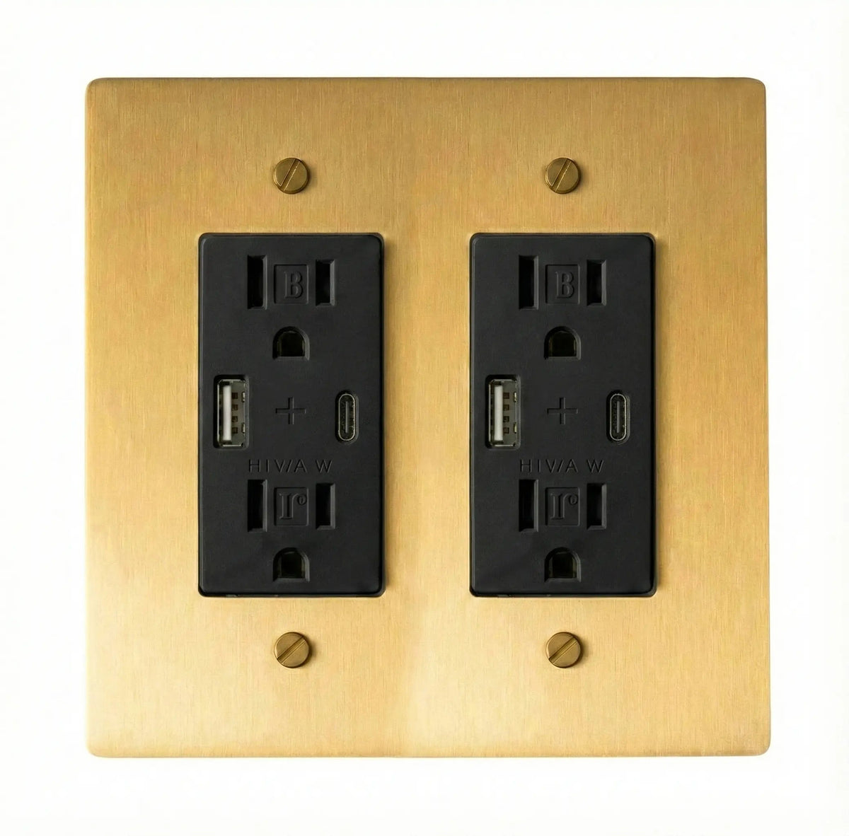 Galveno Vintage Solid Brass 2-Gang Outlet