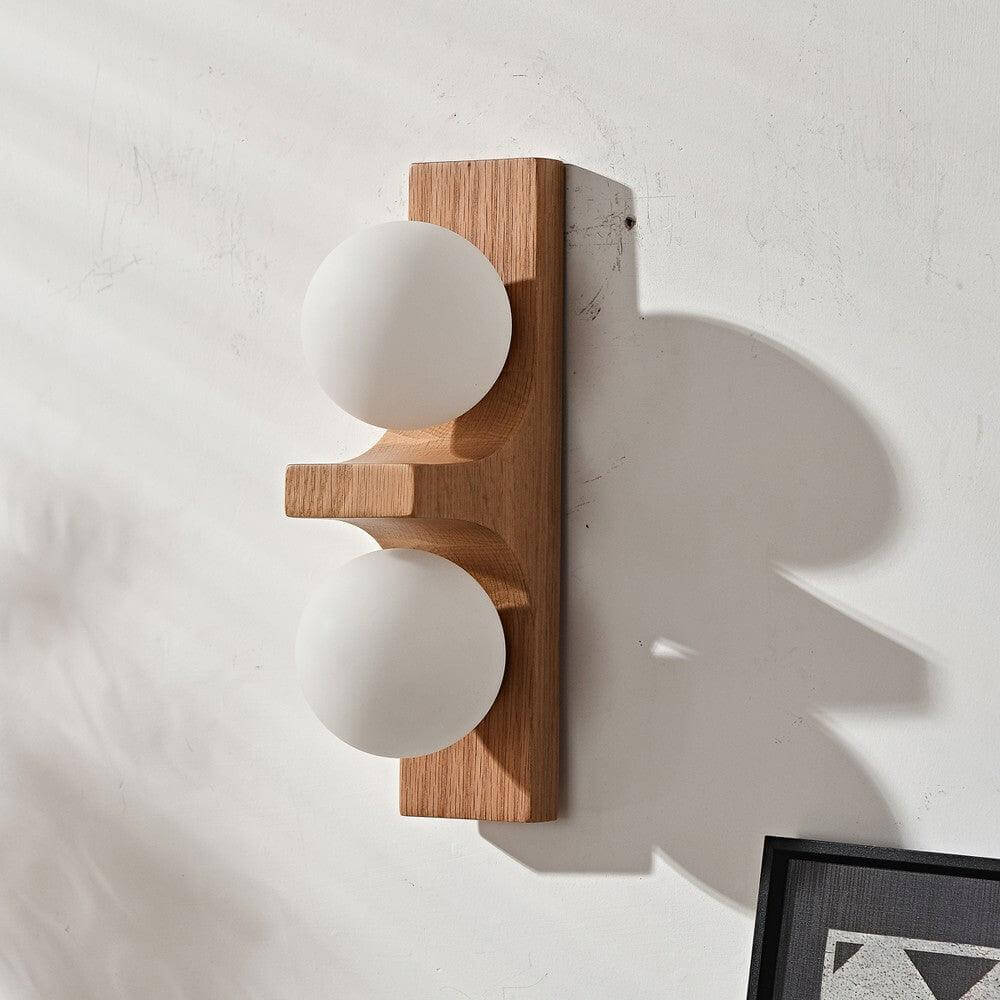 Wood Double Globe Wall Light