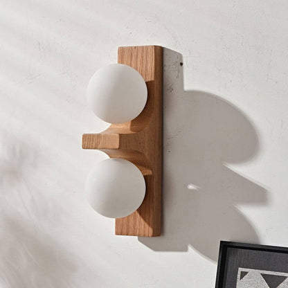 Wood Double Globe Wall Light