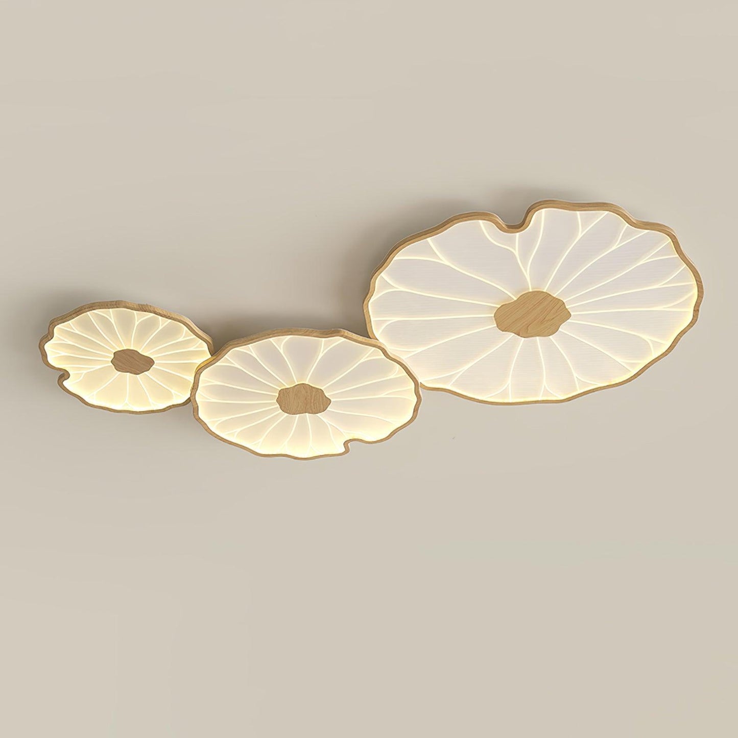 Waterlily Wood-Grain Ceiling Light