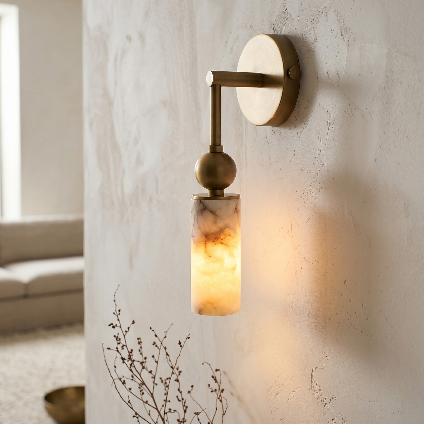 Alabaster Column Wall Light