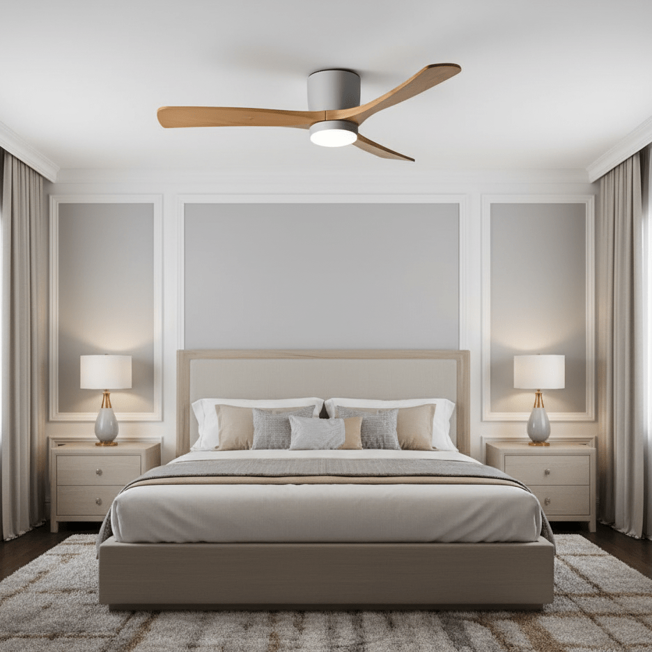 Sycamore Wood Flush Ceiling Fan