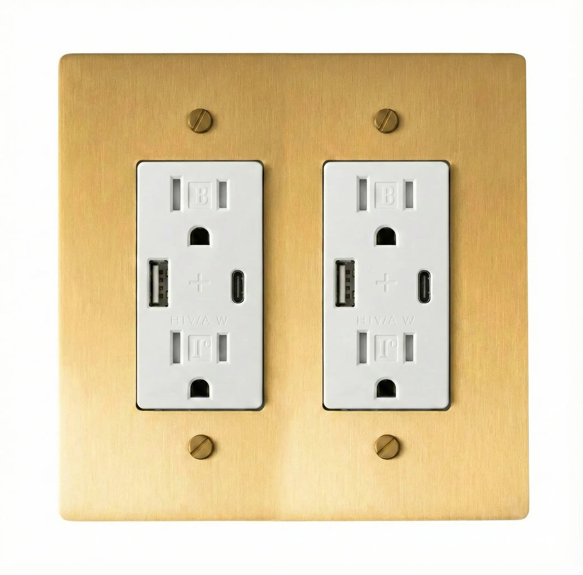Galveno Vintage Solid Brass 2-Gang Outlet