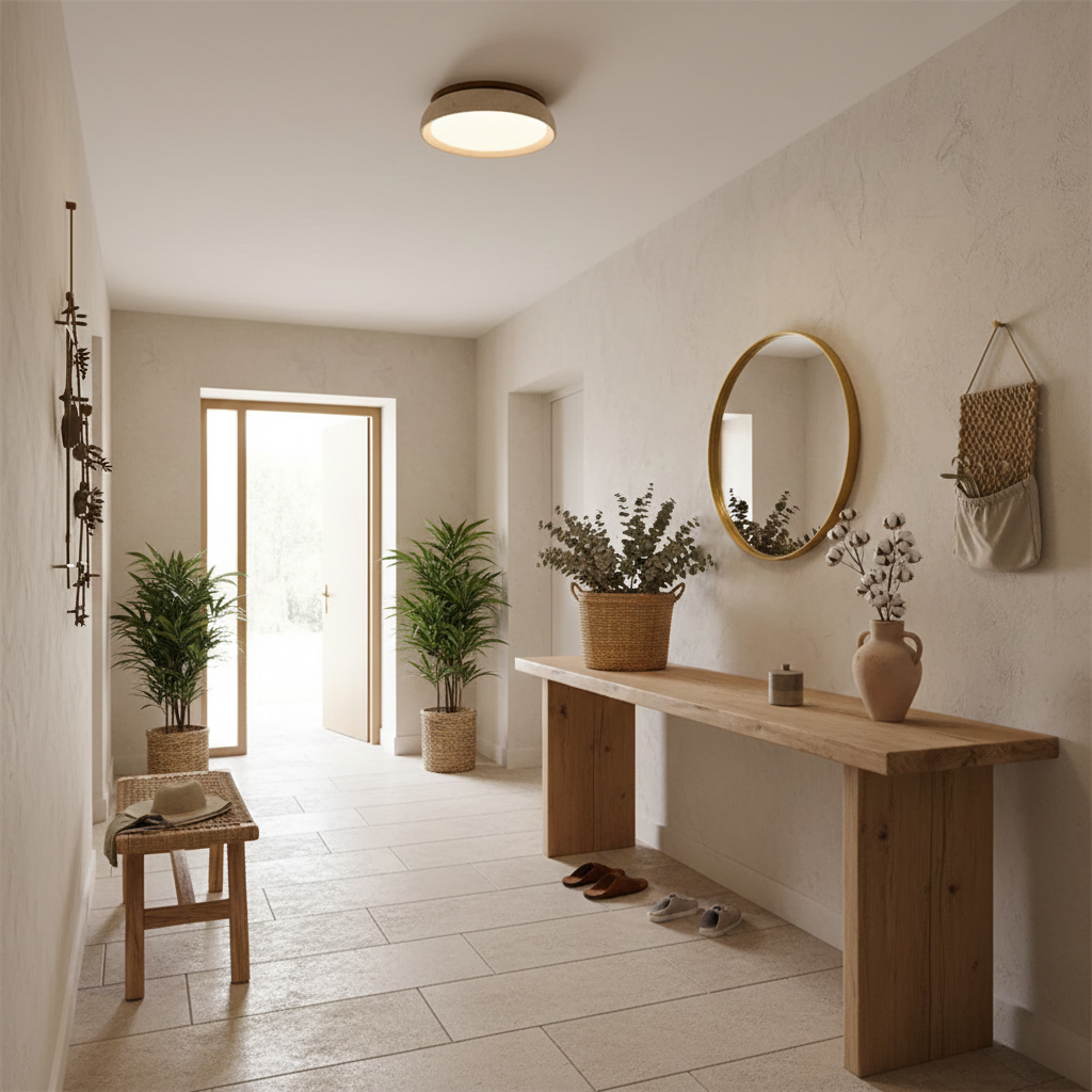 Round Travertine Flush Ceiling Light