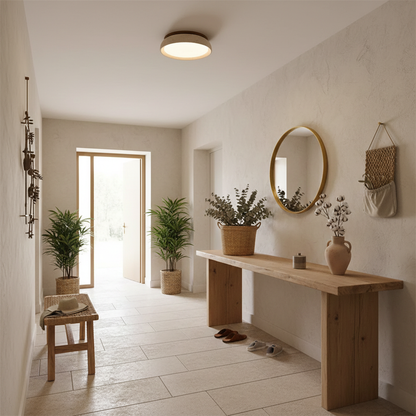 Round Travertine Flush Ceiling Light