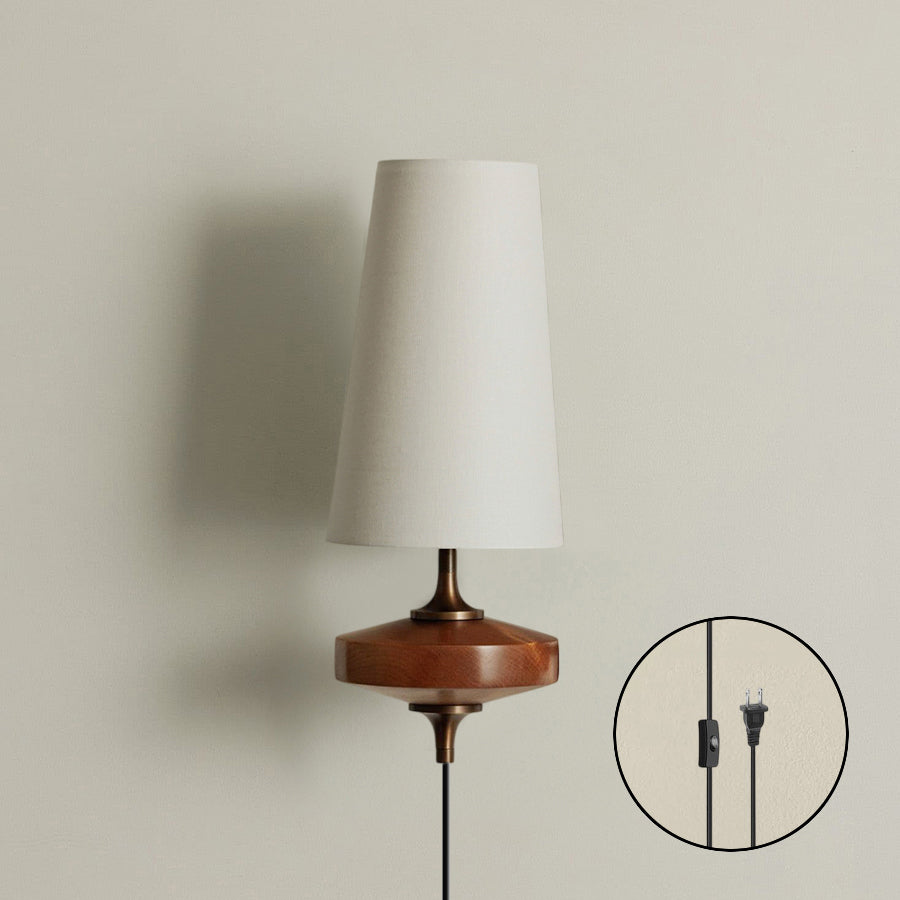 Walnut Brass Plug-In Wall Light
