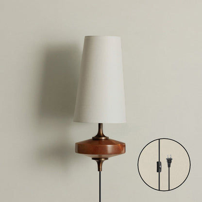 Walnut Brass Plug-In Wall Light