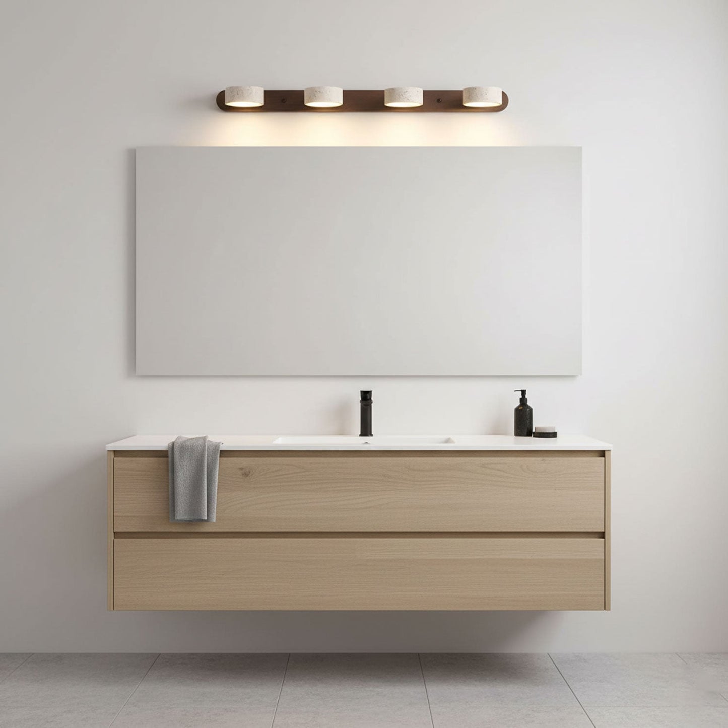 Travertine Wood Vanity Wall Light