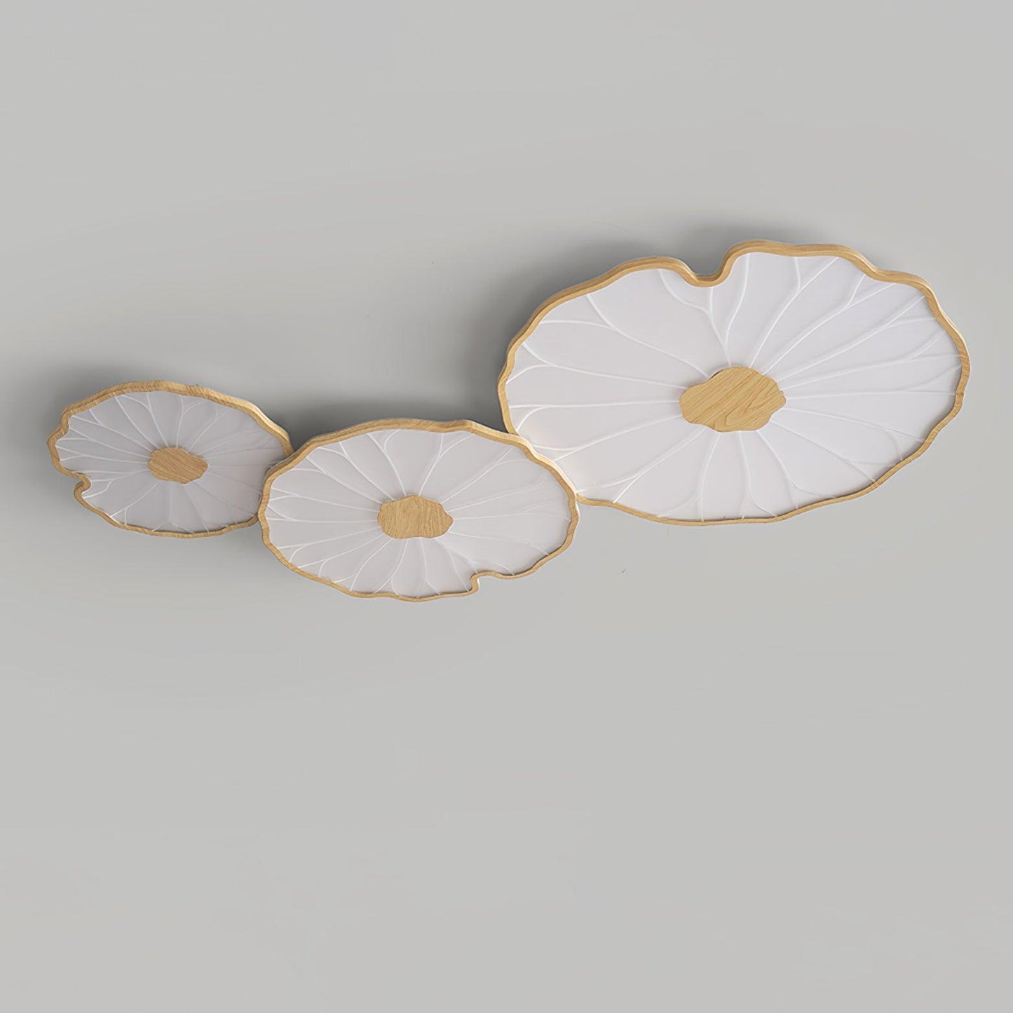 Waterlily Wood-Grain Ceiling Light