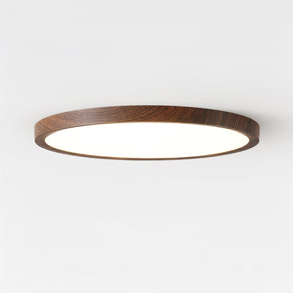 Slim Walnut Flush Ceiling Light