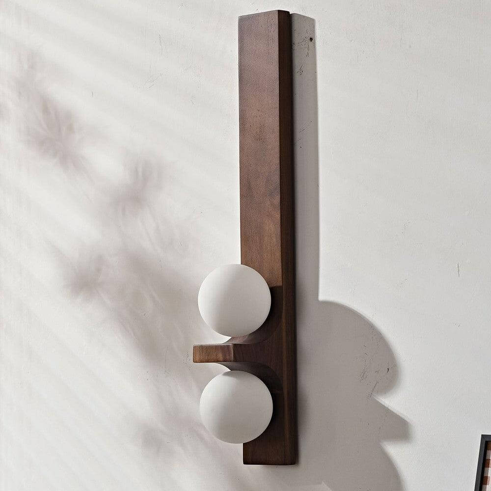 Wood Double Globe Wall Light