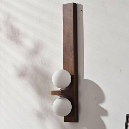 Wood Double Globe Wall Light