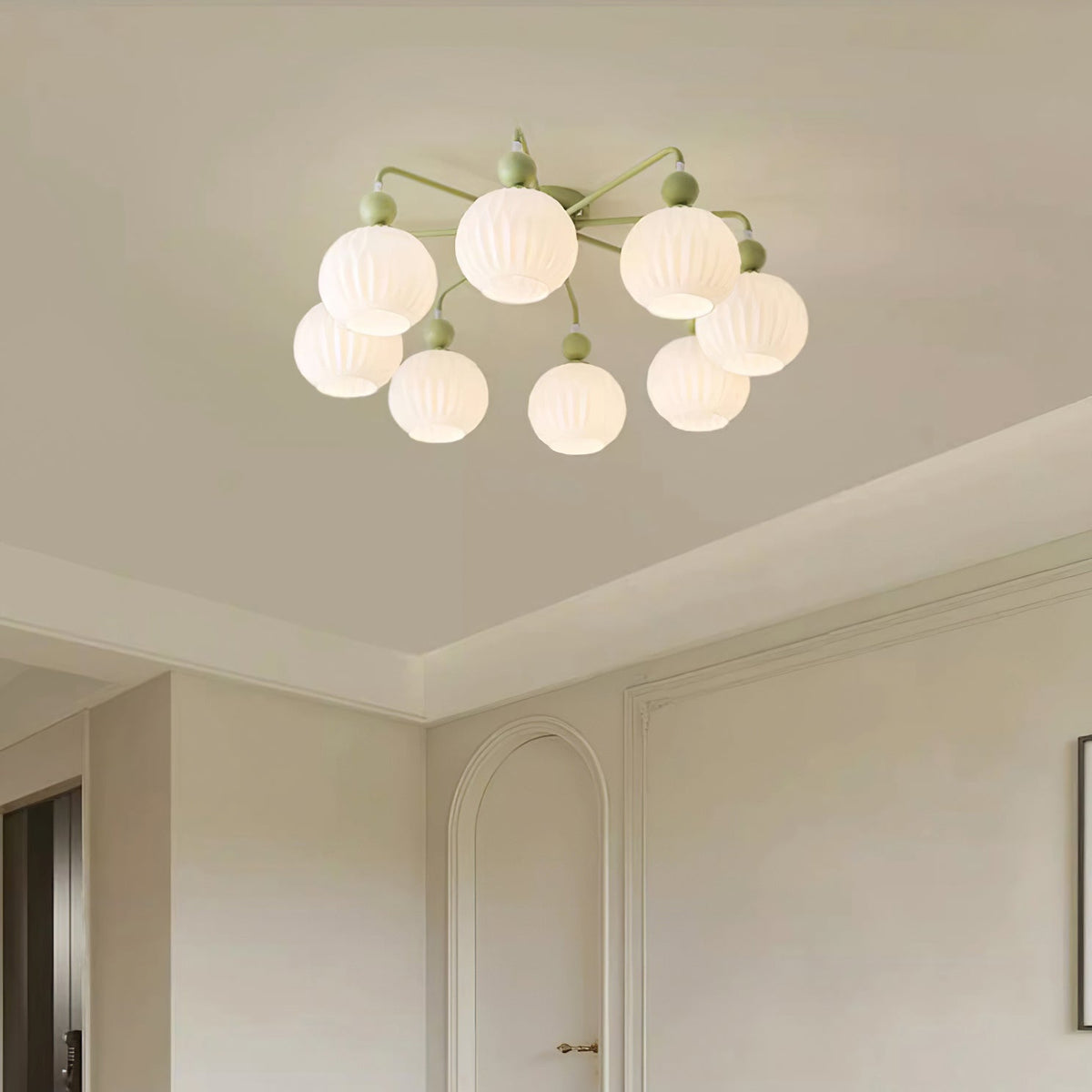 Ribbed Opal Glass Semi-Flush
