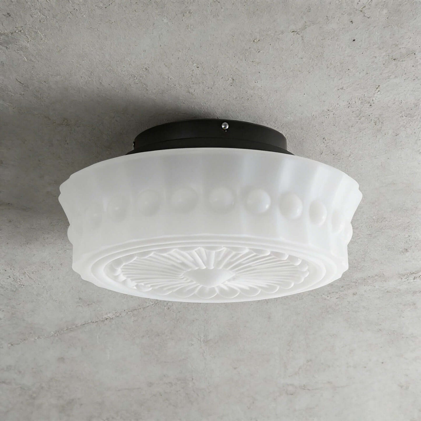Scalloped Milk Glass Ceiling Light