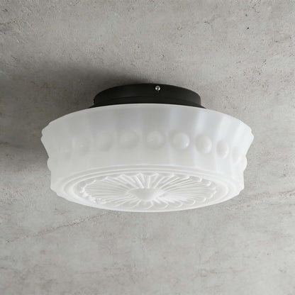 Scalloped Milk Glass Ceiling Light