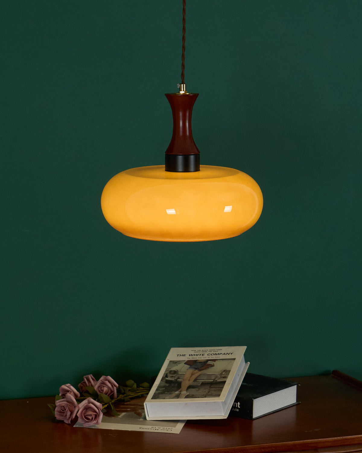 Amber Glass Plug-In Pendant