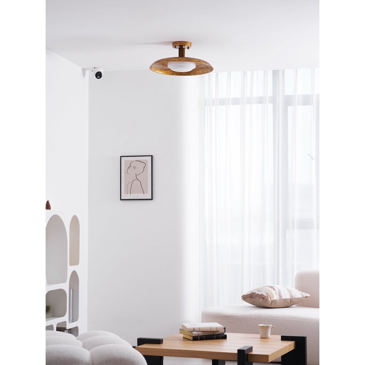 Wide Disc Flush Ceiling Light