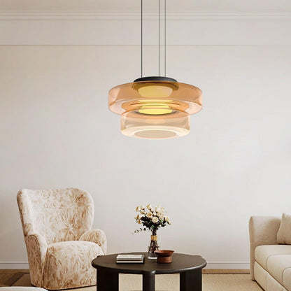 Stacked Glass Disc Pendant Light