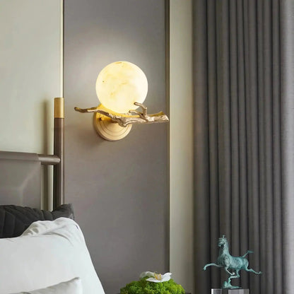 Brass Branch Alabaster Wall Light