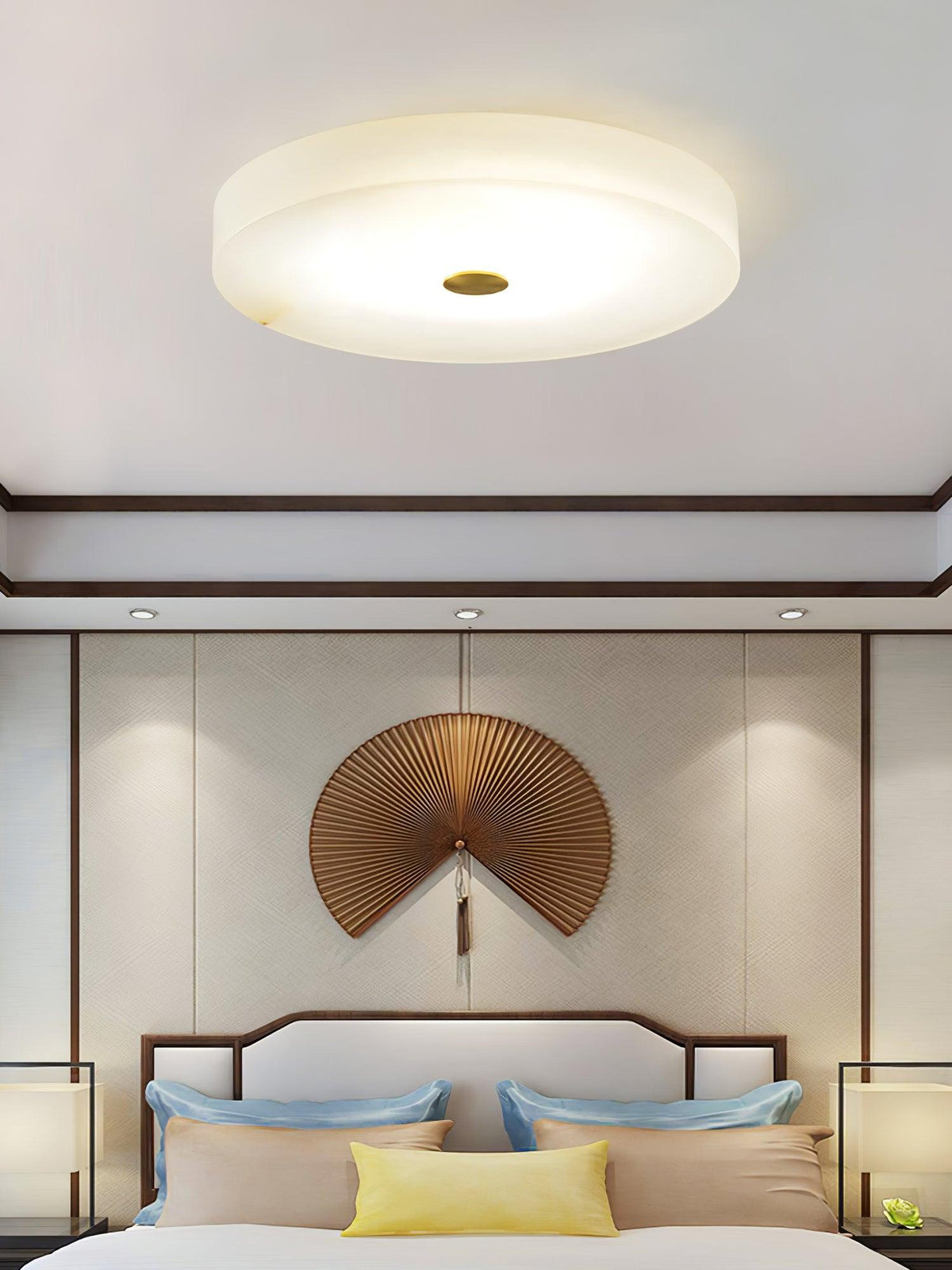 Alabaster Drum Flush Ceiling Light
