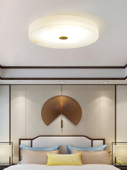 Alabaster Drum Flush Ceiling Light