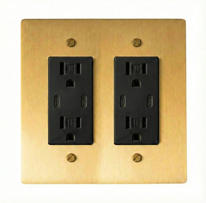 Galveno Vintage Solid Brass 2-Gang Outlet