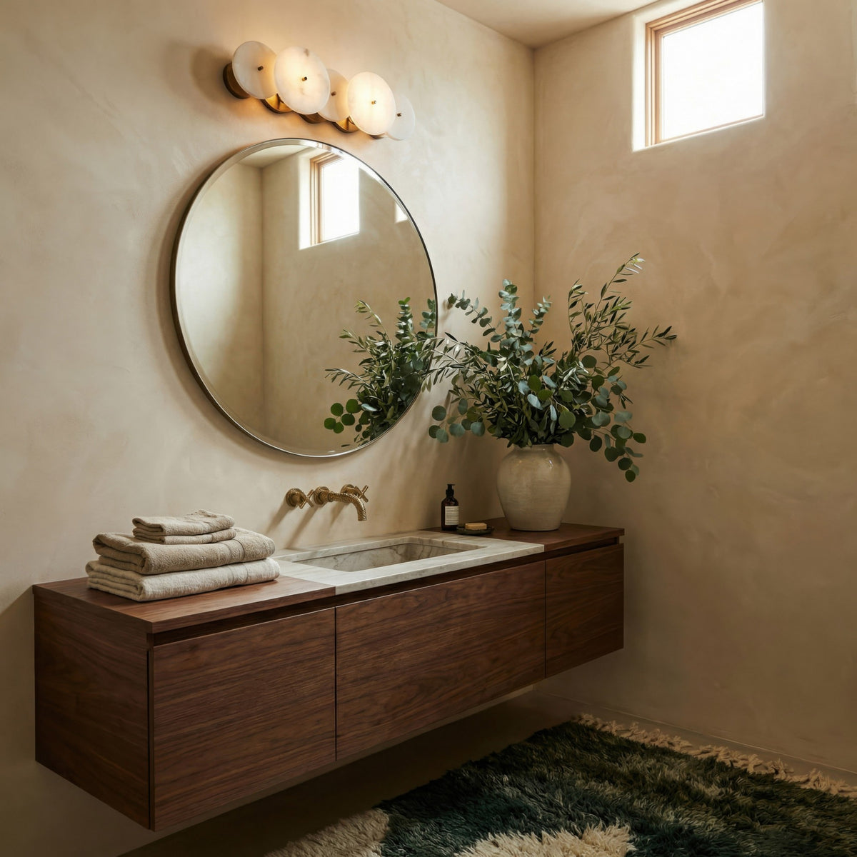 Lunavey Modern Alabaster Disc Vanity Light