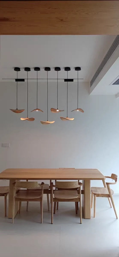 Wavy Wood Leaf Pendant Light